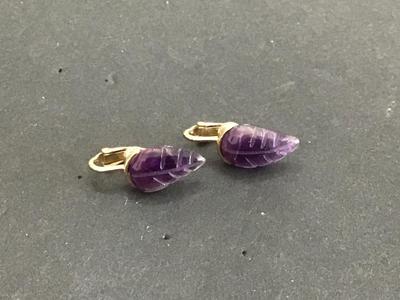 Carved Polished Amethyst Earrings