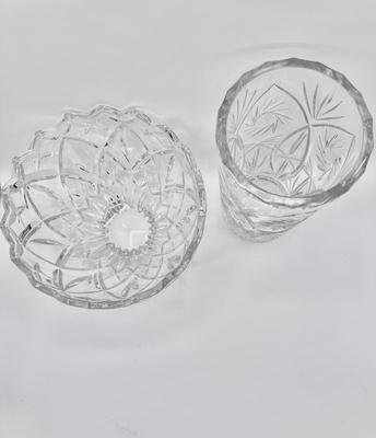 Vintage MCM Crystal Bowl & Vase