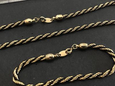 Black and Gold Vintage Necklace with Bracelet