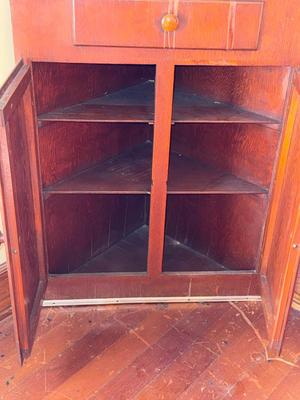 Sale Photo Thumbnail #37: T9-corner cabinet

74 1/2 inches tall
Front face, 29 inches
Depth 15 1/2 inches
