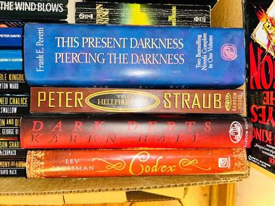 AUTHORS SUCH AS GREG PATTERSON, STEVEN KING, GENE WOLFF AND AN ASSORTMENT OF STAR TREK BOOKS