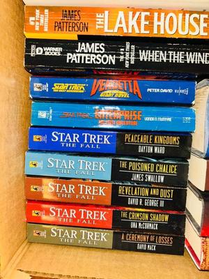 AUTHORS SUCH AS GREG PATTERSON, STEVEN KING, GENE WOLFF AND AN ASSORTMENT OF STAR TREK BOOKS