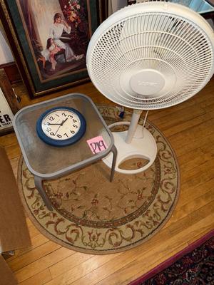 Sale Photo Thumbnail #509: P19-Small table, fan. rug and clock
