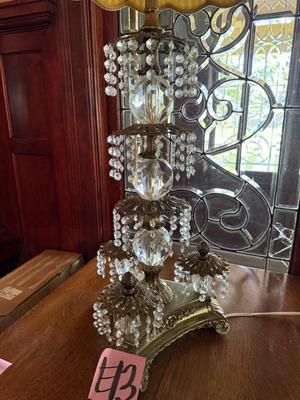 Sale Photo Thumbnail #591: E13-Stunning Table Lamp

45 1/2 inches to the very top of the shade
Triangular base – 10 inch sides