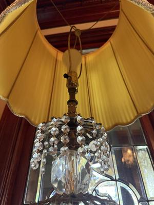 Sale Photo Thumbnail #593: E13-Stunning Table Lamp

45 1/2 inches to the very top of the shade
Triangular base – 10 inch sides