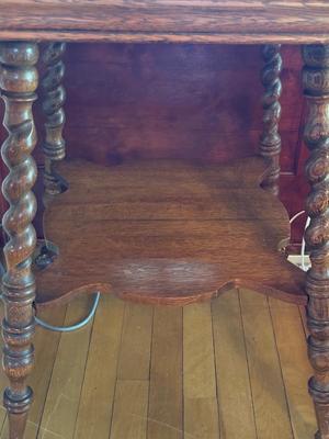 Sale Photo Thumbnail #598: E12-Antique Table

28 and three-quarter inches tall
24 1/4 inches wide
24 1/4 inches deep