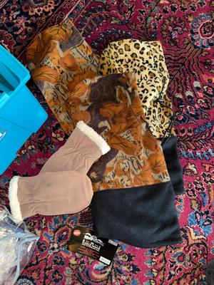 Sale Photo Thumbnail #695: M87- tote with mittens, pull over hoods, scarves and handbags