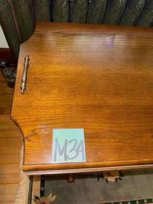 Sale Photo Thumbnail #903: M34-wooden cart and rug

29 inches tall
34 inches long
Fully extended 36 inches
Drop leaves down, 18 inch width