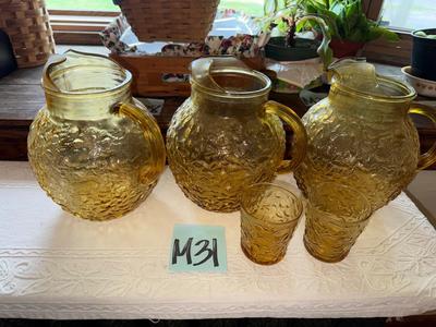 Sale Photo Thumbnail #916: M31-Glass Pitchers x3 plus glasses