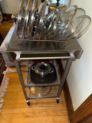 Sale Photo Thumbnail #961: M20-cart and pots/pans/lids

35 1/2 inches tall
24 inches wide
20 inches deep