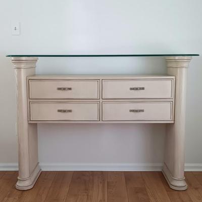 LOT 2: Stanley Furniture Co. Glass-Topped Console