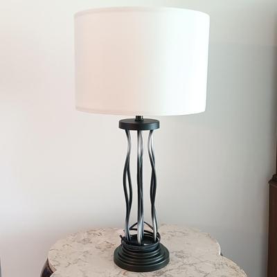 LOT 10: Contemporary Style Black and White Metal Lamps
