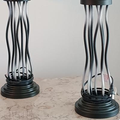 LOT 10: Contemporary Style Black and White Metal Lamps
