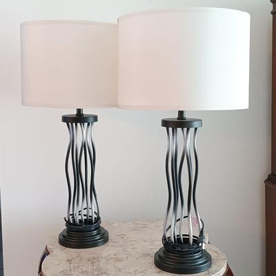 LOT 10: Contemporary Style Black and White Metal Lamps