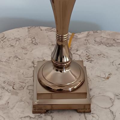 LOT 12: Candlestick Style Copper-Tone Metal Table Lamps