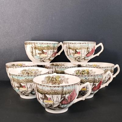 LOT 111: Johnson Bros. The Friendly Village Tea Cups, Dinner Plates, Bowls & More