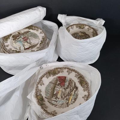 LOT 111: Johnson Bros. The Friendly Village Tea Cups, Dinner Plates, Bowls & More