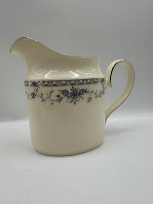 Minton Fine China Dinnerware Service – Blue Floral with Silver Trim, Complete Set of Plates, Cups & Serving Pieces