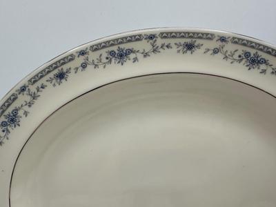 Minton Fine China Dinnerware Service – Blue Floral with Silver Trim, Complete Set of Plates, Cups & Serving Pieces
