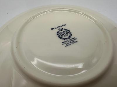 Minton Fine China Dinnerware Service – Blue Floral with Silver Trim, Complete Set of Plates, Cups & Serving Pieces