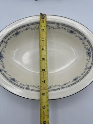Minton Fine China Dinnerware Service – Blue Floral with Silver Trim, Complete Set of Plates, Cups & Serving Pieces