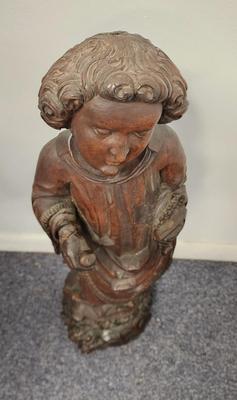 One of a Kind Antique Carved Wood Statue