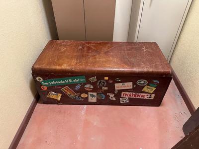 WOODEN TRUNK WITH A SHELF