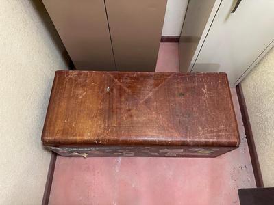 WOODEN TRUNK WITH A SHELF