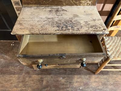 ANTIQUE WASH STAND AND A LADDER BACK CHAIR