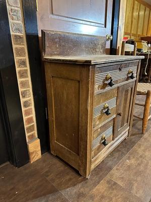 ANTIQUE WASH STAND AND A LADDER BACK CHAIR
