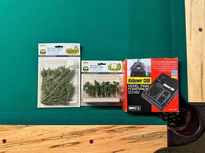 MODEL TRAIN POWER PACK AND FAUX FOLIAGE