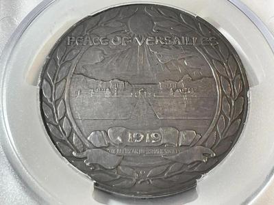 PCGS Certified 1919 AR Medal Johnson-33 Peace of Versailles Silver Medal #58/113 Made Population-1