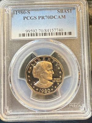 PCGS CERTIFIED 1980-S PROOF70 DEEP CAMEO SBA DOLLAR AS PICTURED.