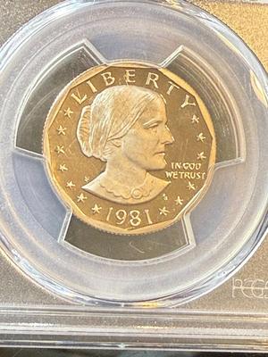 PCGS CERTIFIED 1981-S PROOF70 DEEP CAMEO SBA DOLLAR AS PICTURED.