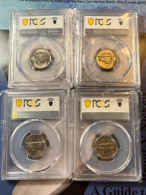 (4) PCGS CERTIFIED 1970-D MS65 JEFFERSON NICKEL COINS AS PICTURED.