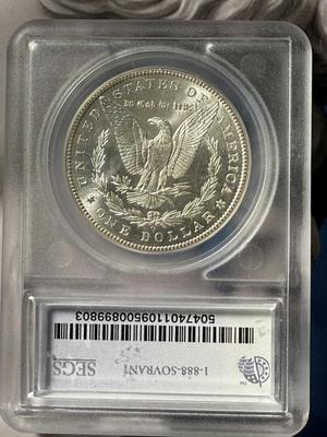 SEGS CERTIFIED 1898-O MS63 PROOF-LIKE MORGAN SILVER DOLLAR AS PICTURED.