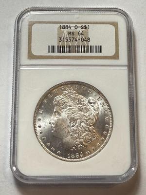 NGC CERTIFIED 1884-O MS64 MORGAN SILVER DOLLAR AS PICTURED.