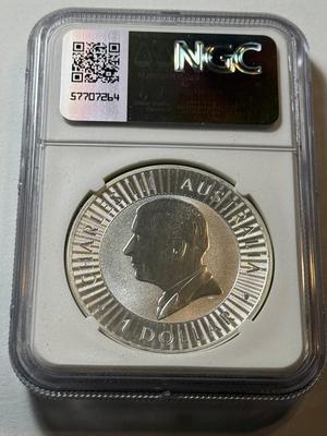 NGC CERTIFIED AUSTRALIA 2024-P MS69 KANGEROO 1-OUNCE SILVER COIN AS PICTURED.