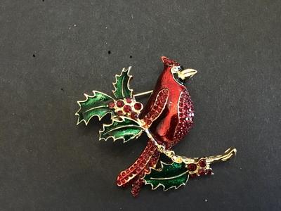 Napier Cardinal Rhinestone Brooch