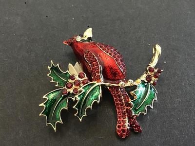 Napier Cardinal Rhinestone Brooch