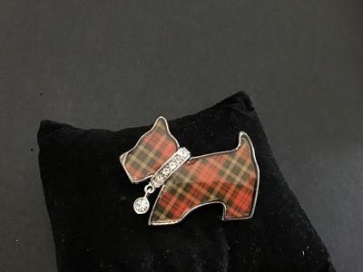 Plaid Rhinestones Scottish Dog