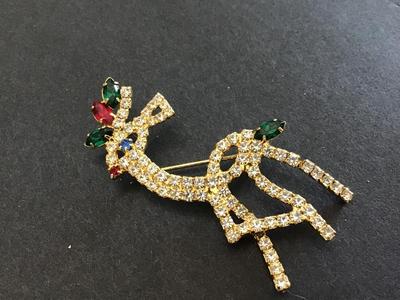 Rhinestone Rudolph Pin