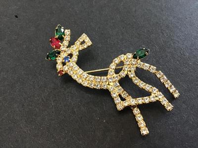 Rhinestone Rudolph Pin