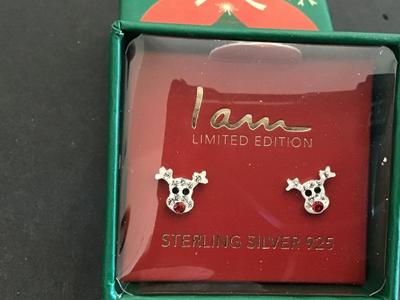 Sterling Silver Rudolph Earrings