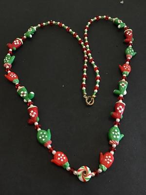 Art Glass Vintage Necklace Gloves and stockings