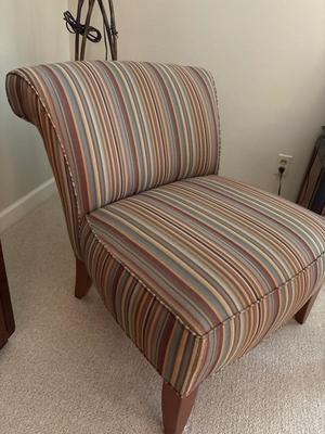 Upholstered striped side chair