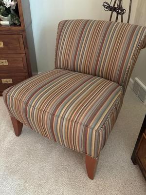 Upholstered striped side chair