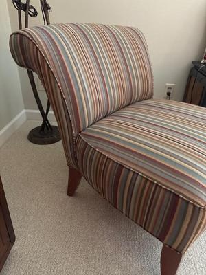 Upholstered striped side chair
