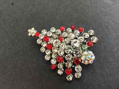Rhinestone Christmas Tree Brooch