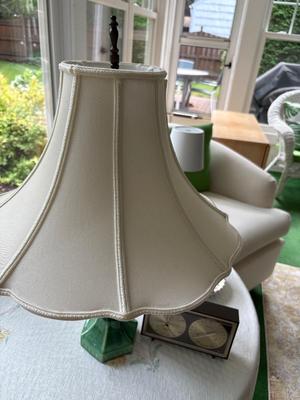 Green table lamp and barometer